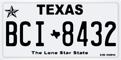 TX license plate BCI8432