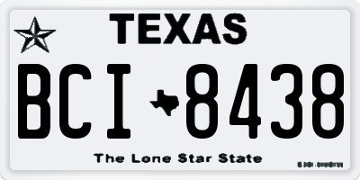 TX license plate BCI8438
