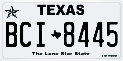 TX license plate BCI8445