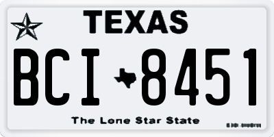 TX license plate BCI8451