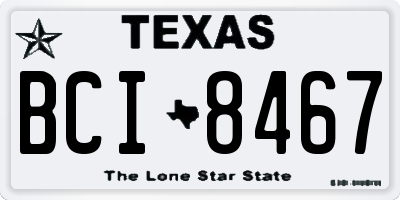 TX license plate BCI8467