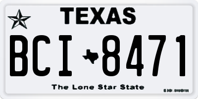 TX license plate BCI8471