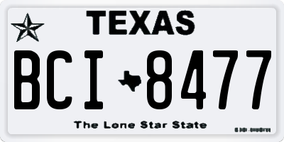 TX license plate BCI8477