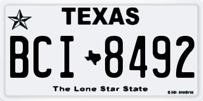 TX license plate BCI8492