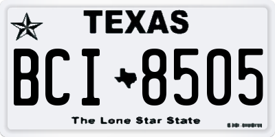 TX license plate BCI8505