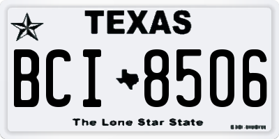 TX license plate BCI8506