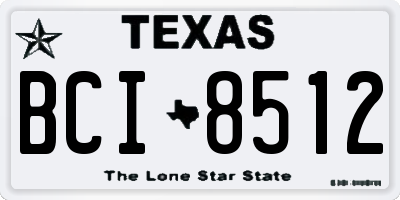 TX license plate BCI8512