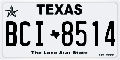 TX license plate BCI8514