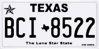 TX license plate BCI8522