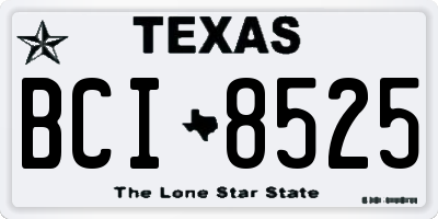TX license plate BCI8525