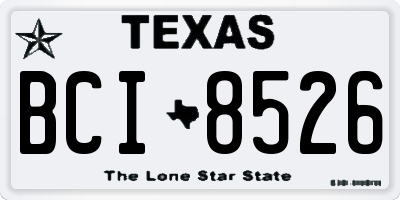 TX license plate BCI8526