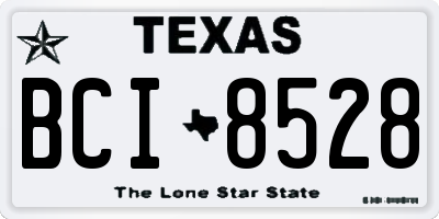 TX license plate BCI8528