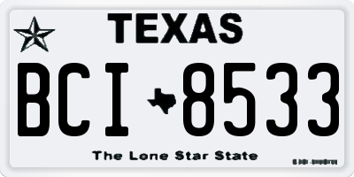 TX license plate BCI8533