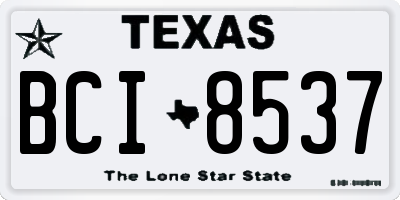 TX license plate BCI8537