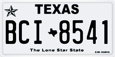 TX license plate BCI8541