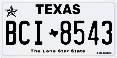 TX license plate BCI8543