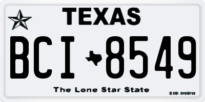 TX license plate BCI8549