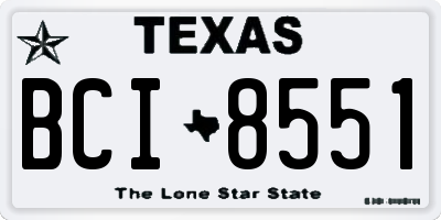 TX license plate BCI8551
