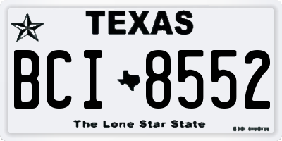 TX license plate BCI8552