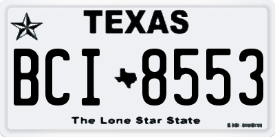 TX license plate BCI8553
