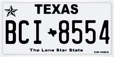 TX license plate BCI8554