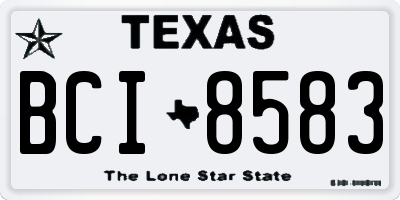 TX license plate BCI8583
