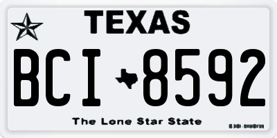 TX license plate BCI8592