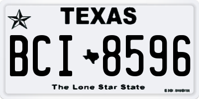 TX license plate BCI8596