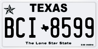 TX license plate BCI8599