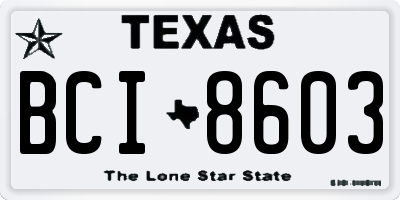 TX license plate BCI8603