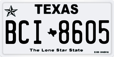 TX license plate BCI8605