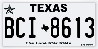TX license plate BCI8613