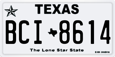 TX license plate BCI8614