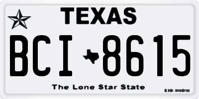 TX license plate BCI8615
