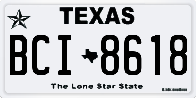 TX license plate BCI8618