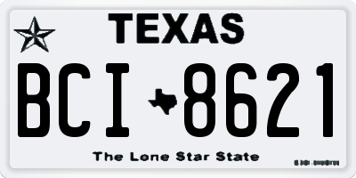 TX license plate BCI8621