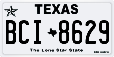 TX license plate BCI8629