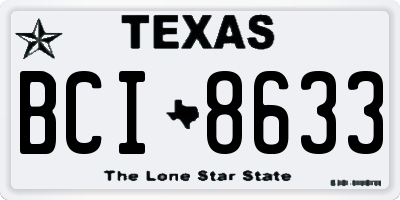 TX license plate BCI8633
