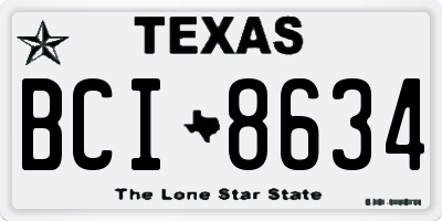 TX license plate BCI8634