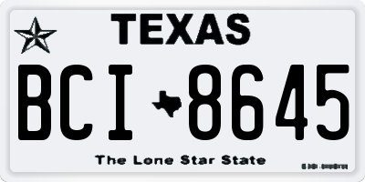 TX license plate BCI8645