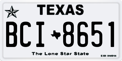 TX license plate BCI8651