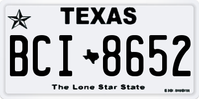 TX license plate BCI8652