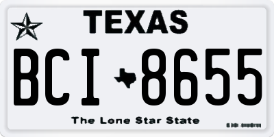 TX license plate BCI8655