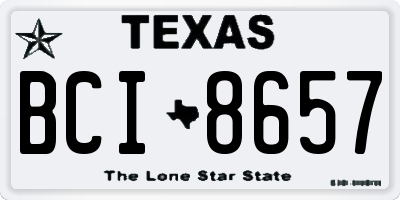 TX license plate BCI8657