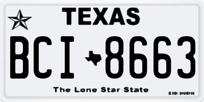 TX license plate BCI8663
