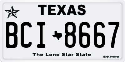 TX license plate BCI8667