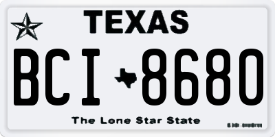 TX license plate BCI8680