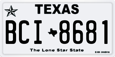 TX license plate BCI8681
