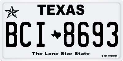 TX license plate BCI8693