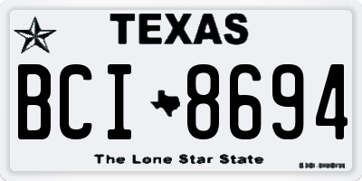TX license plate BCI8694